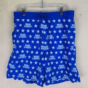 Bud‎ Light Mens Swim Shorts Trunks Large (36/38) Stars Beach Pool Vacation Beer